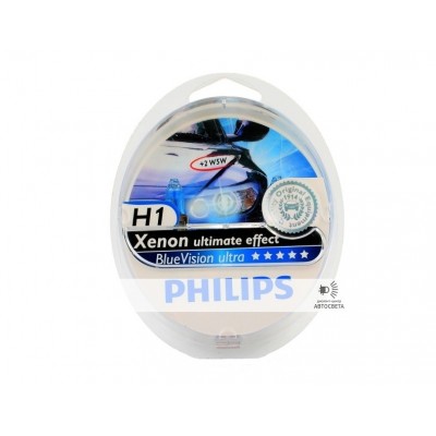 Галогеновая лампа Philips H1 BlueVision Ultra 4000K набор